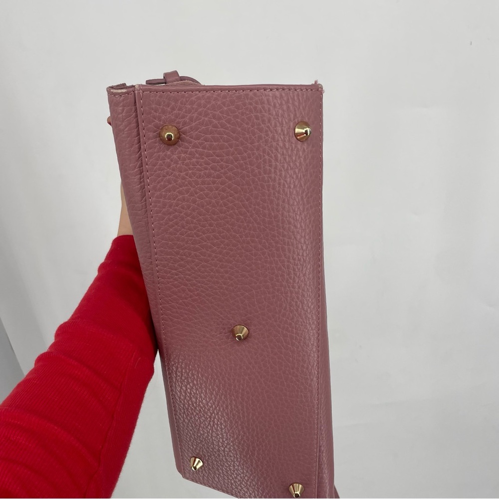 Anna Paola Pink Pebbled Leather Suede Crossbody Purse Bag Mauve Feminine Cute - Picture 4 of 9
